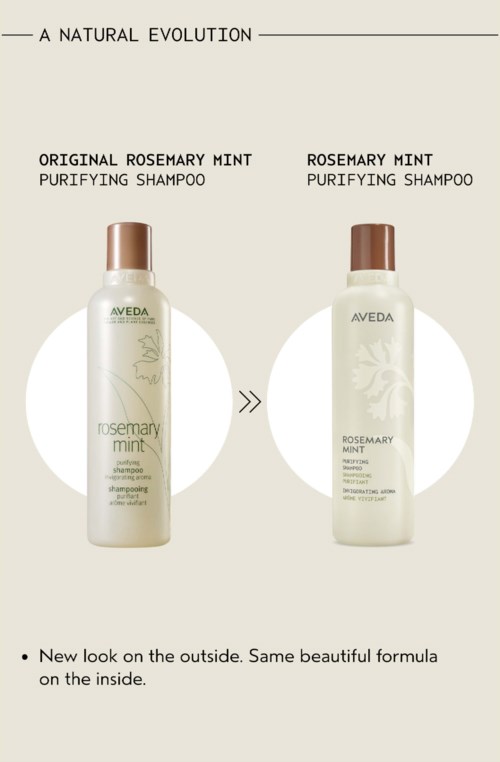 Zwei Shampoo-Flaschen zeigen ein neues Aussehen mit gleicher Formel. Eines hat einen braunen Deckel, das andere eine dunklere Etikette.