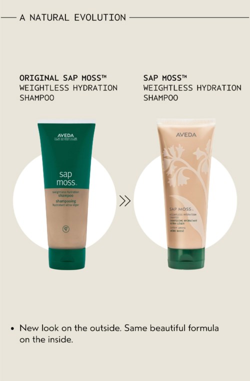 Two shampoo bottles compare the original and new, showing a new exterior look but same formula inside.