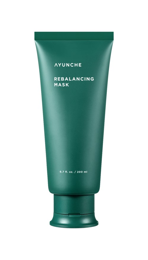 Green tube of Rebalancing Mask from Ayunche with white text and simple design.