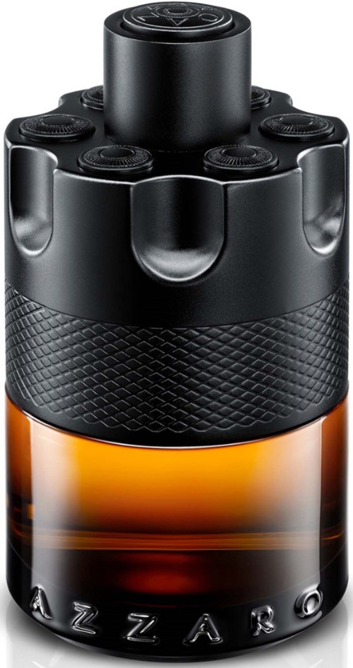 Een zwarte en oranje fles met een deksel met meerdere rollen eromheen.