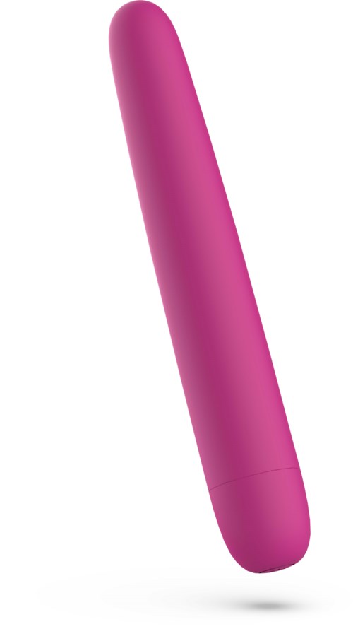 Ein pinkes, zylindrisches Objekt mit abgerundeteter Spitze, vermutlich ein Massagegerät oder Vibrator.