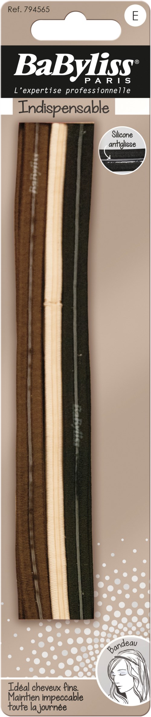 A pack of four hairbands in brown, beige, black, and mixed colors, designed for styling hair.