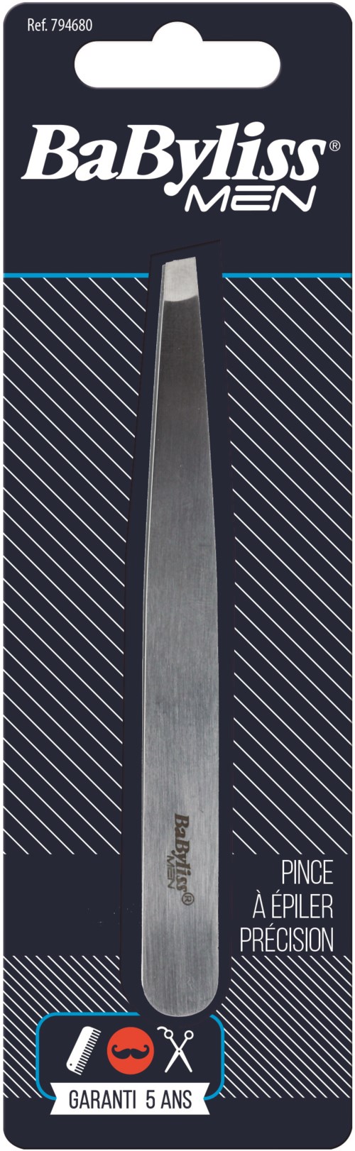 Ett precisionsverktyg för skötsel i svart och blå förpackning med vit text, varumärket BaByliss MEN, och femårigt garanti.
