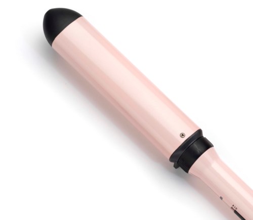 A pink and black device, possibly a personal care tool, with a rounded end and small control buttons.