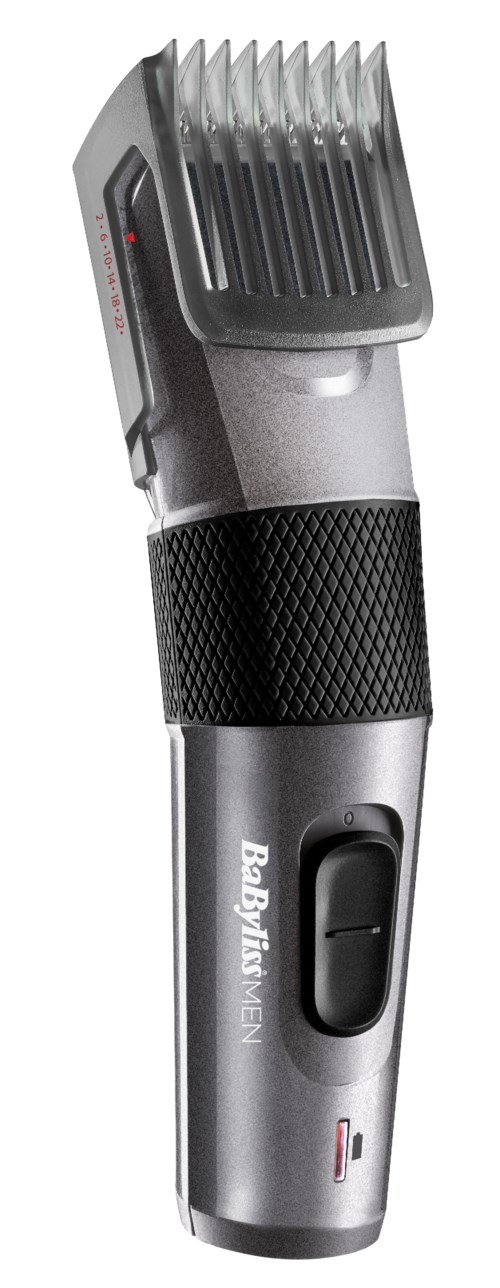 A hair clipper with a metallic handle and a wide, adjustable blade for trimming hair.