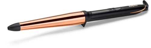 A stylus with a rose gold body and a black top, designed for touchscreen devices.