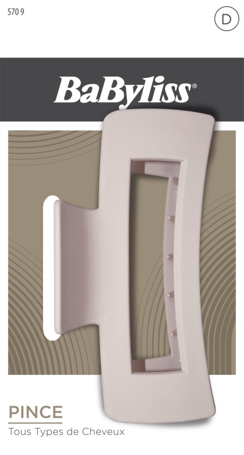 Ein rosa Haarnadelhalter mit verstellbarer Größe, in Verpackung mit Markenname BaByliss und Produkttyp.
