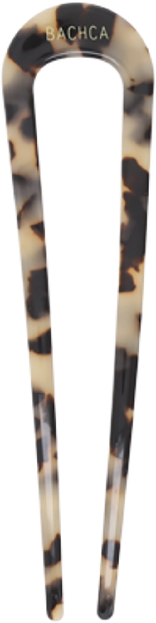 It is a large hair clip with a tortoise shell pattern and the brand name "Bachca" on top.