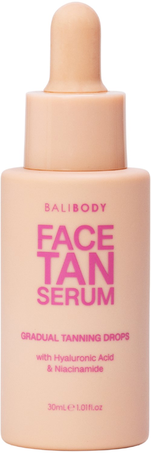 Flesje gezichtstanningsserum met pipet, voor geleidelijke tanning, bevat hyaluronzuur en niacinamide.