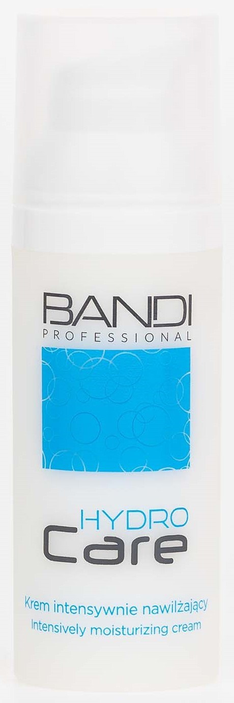 A white bottle with a label saying 'BANDI PROFESSIONAL HYDRO Core' and 'intensively moisturizing cream'.