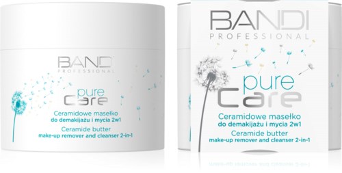 Two white jars of ceramic butter for makeup removal and cleaning, with the brand name BAND and product 