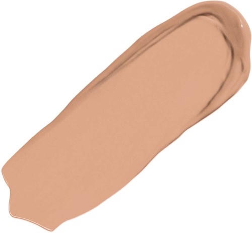 Beige-meikkivoidelevy, jossa on kaareva reuna. Se peittää suurimman osan kehyksestä ja on kiiltävä.