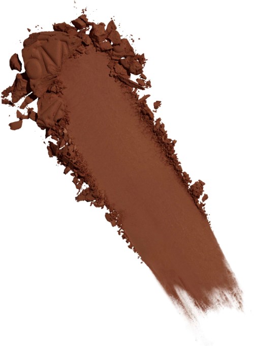 Brown loose powder, possibly for makeup or art, spread on white background in a cone shape.