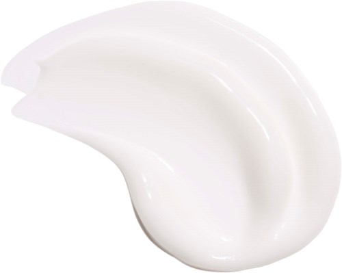 A white, curved, ceramic dish with a small spout on the side for pouring.