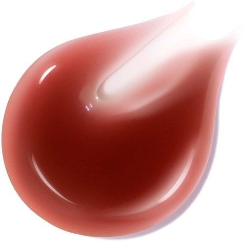 A shiny, reddish-brown liquid drop with smooth, rounded shape and reflective surface.