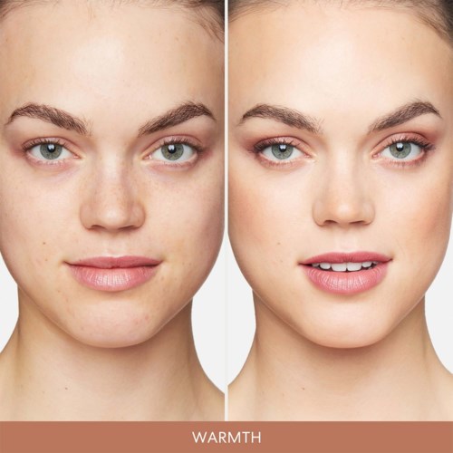 Vorher- und nach Fotos zeigend verbesserte Haut, glattere und klarere Teint, im Zusammenhang mit Hautpflege oder Make-up.