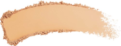 A smear of light beige powder, curved and spread out with rough edges, on a white background.