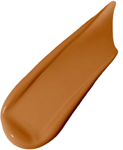 A smear of chocolate spread with a pointed tip on a white background.