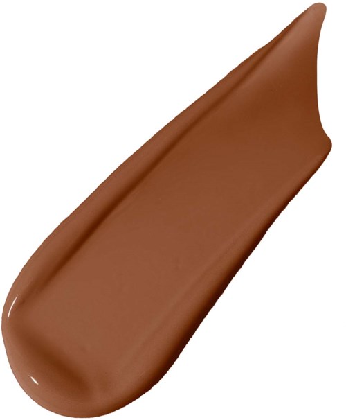 A streak of brown cream or paint with smooth texture and rounded edges.