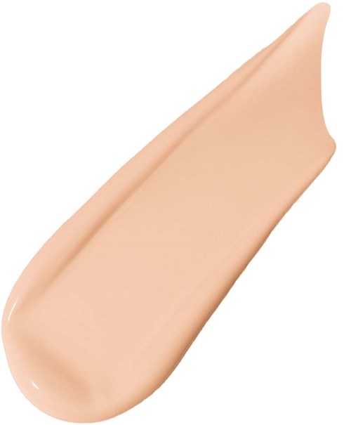 A beige-colored liquid foundation swatch with a creamy texture on a white background.