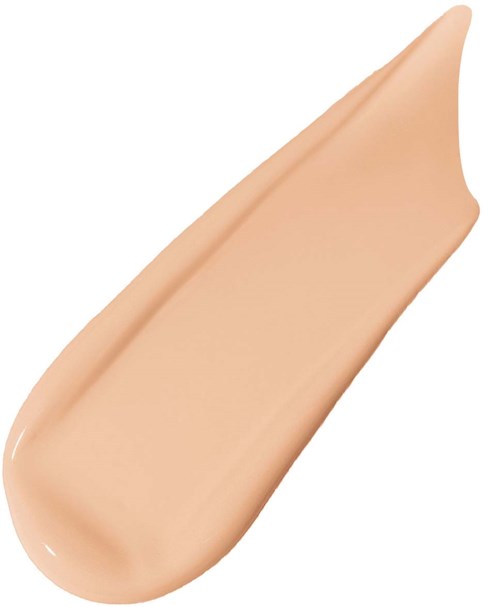 A beige-colored liquid foundation swatch with smooth texture and a tapered shape.