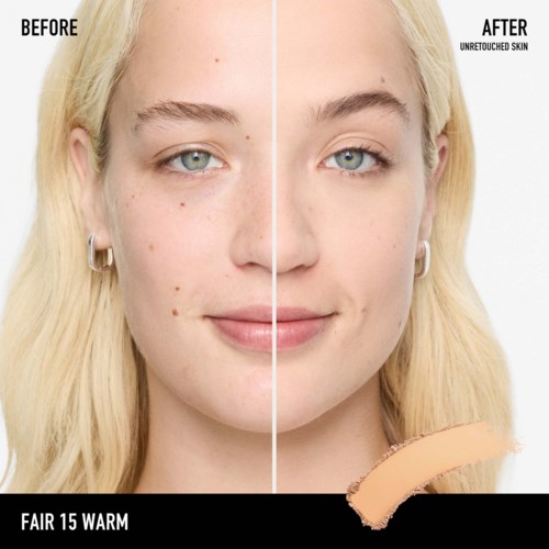 Before and after showing clearer skin and fewer blemishes on the face.