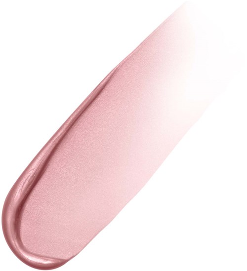 A pink makeup brush or applicator with a shiny, smooth handle and soft bristles.