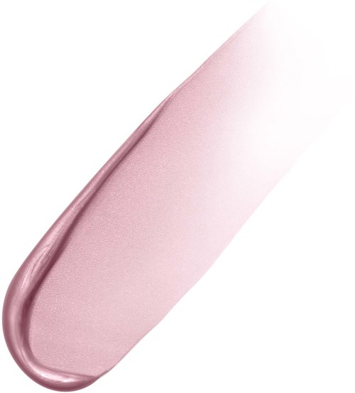 A shiny, pinkish, metallic-looking nail polish swatch with a smooth, curved shape.