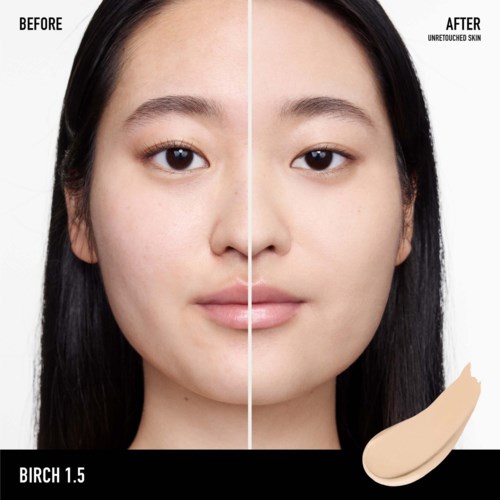 A side-by-side comparison showing skin before and after a skincare treatment or product. Clear, smooth skin on the right.
