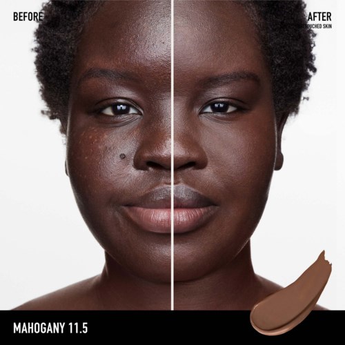 A face shows clear improvement in skin with before and after images. The second side looks smoother and clearer.