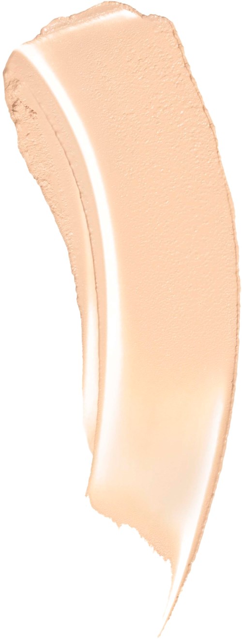 En kurvad, ljusbeige makeupprodukt med en slät, krämig textur.