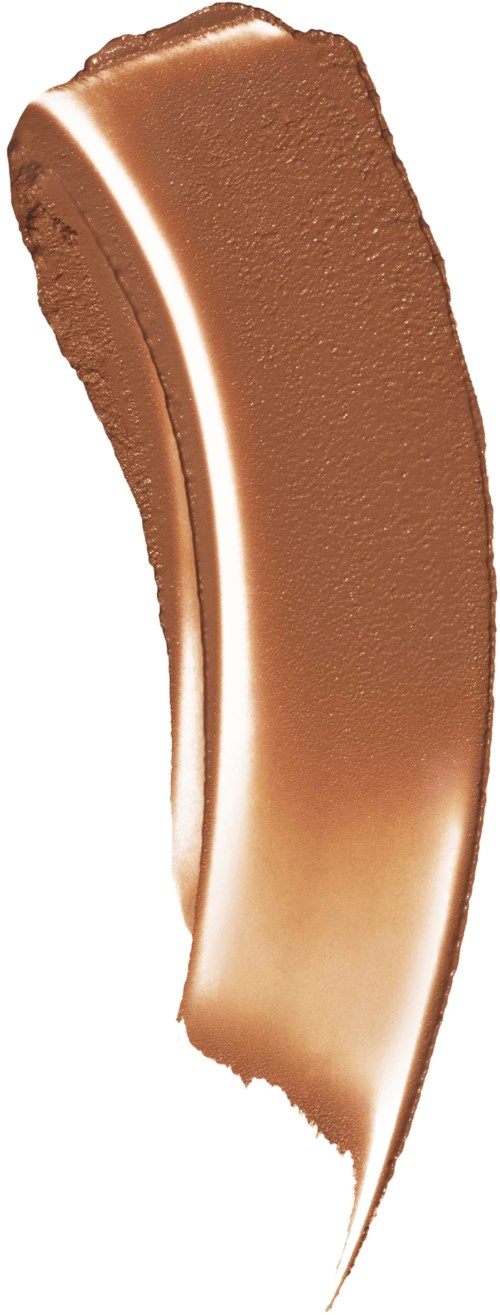 En böjd, slät, brun kosmetisk produkt, sannolikt en foundation eller concealer-sticka med ett glänsande utseende.