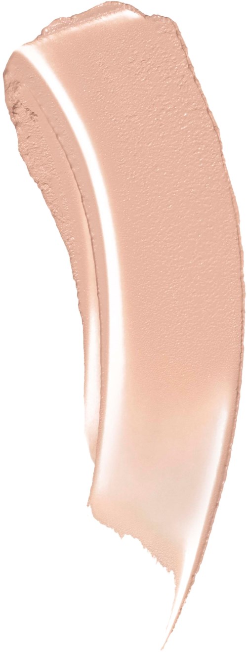 Ett beige makeup-primningsmedel med slät textur, formad som en böjd stav.