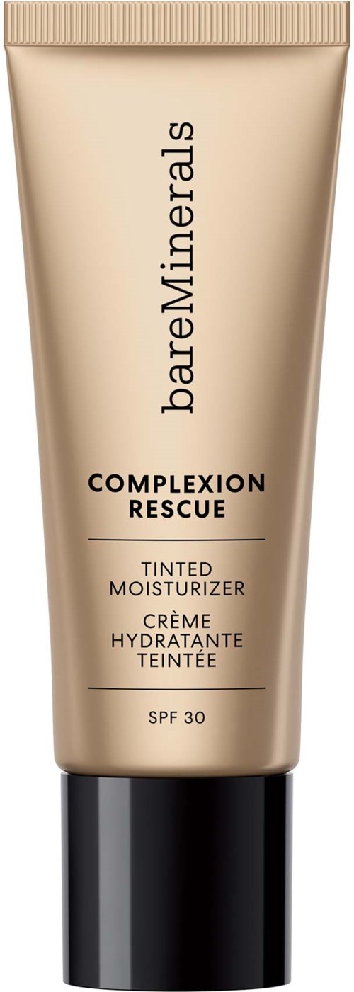 A beige tube of BareMinerals complexion rescue tinted moisturizer with SPF 30.