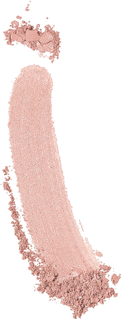 En böjd linje av rosa puder med spridda partiklar upptill och nertill.