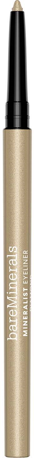 A gold-colored pencil with a black tip, labeled BareMinerals Mineralist Eyeliner.