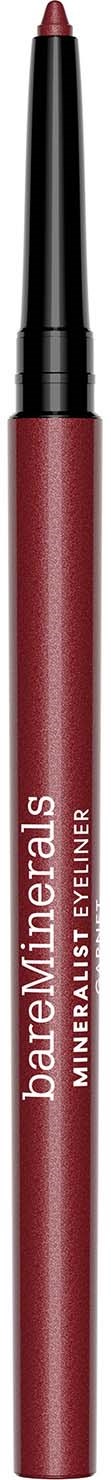 A lip liner pencil with a red body and black cap, labeled BareMinerals Realist Eyeliner.