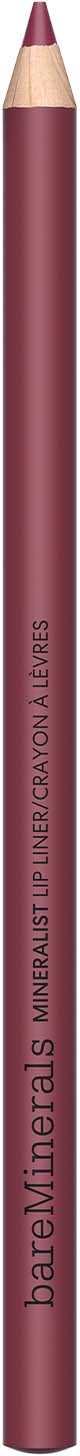 A maroon colored pencil stands upright, labeled 'bareMinerals + PIGMENT GLOSS' on a white background.