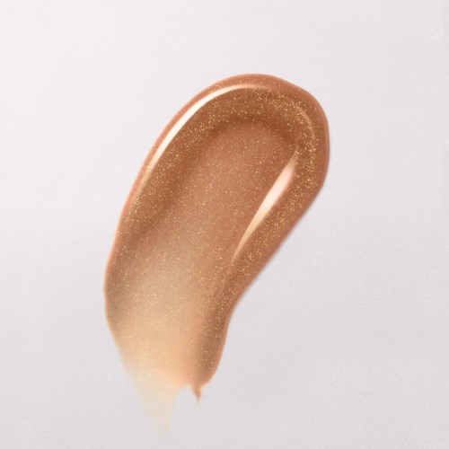 Eine Probe von beige Makeup-Foundation mit Glanzeffekt auf weißem Hintergrund.