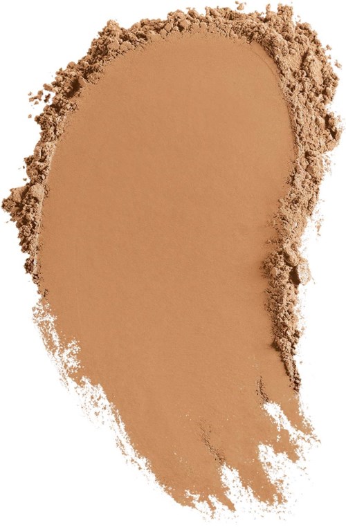 Beige Pulver mit weichen Rändern auf weißem Hintergrund.