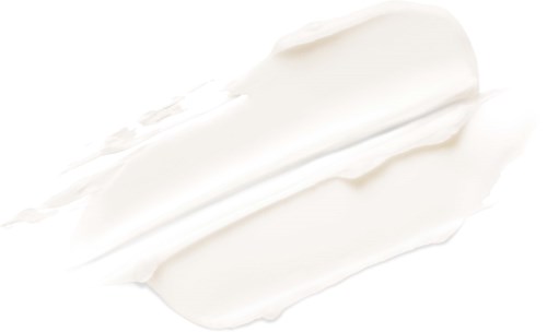 Een witte crème of lotion gesmeerd op een zwarte ondergrond. Gladde en romige textuur.