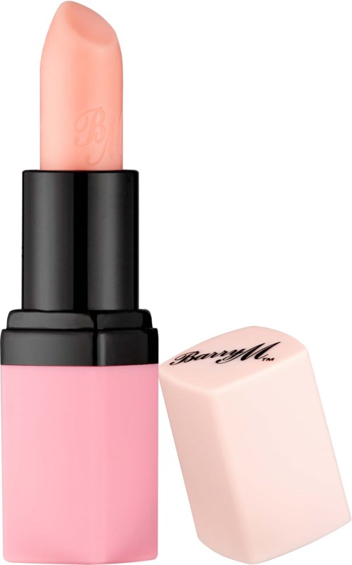 Rosa Lippenstift mit schwarzem und rosa Etui, Deckel liegt daneben. Der Lippenstift ist leicht hochgedreht.