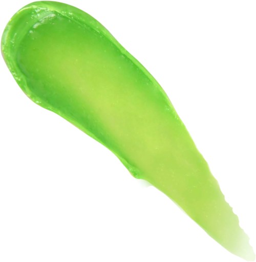 Groene aloë vera-gel op witte achtergrond, kegelvormig en doorzichtig.