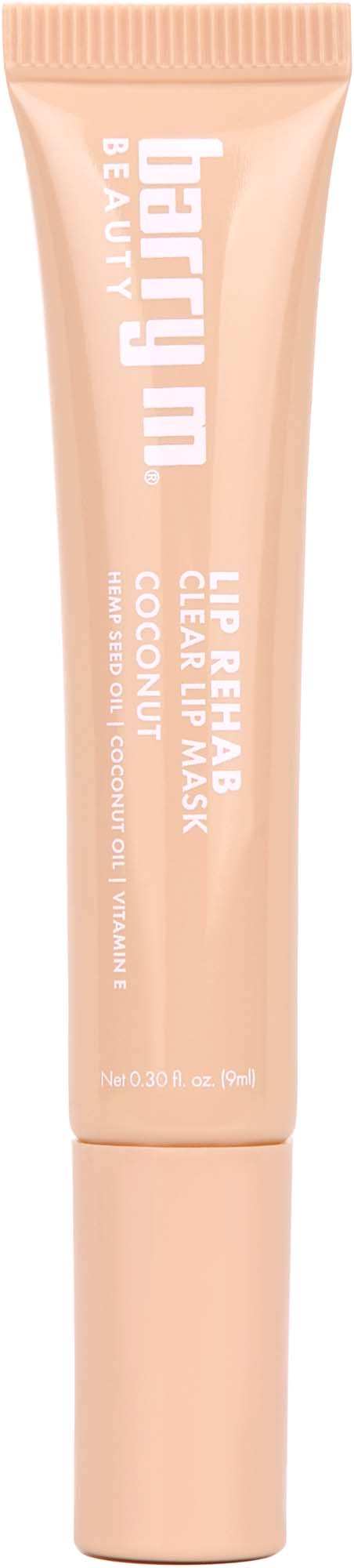 Een beige tube met 'btsyun BEAUTY' en tekst over lipverzorging en kokosnoot. Het is een cosmetisch product.