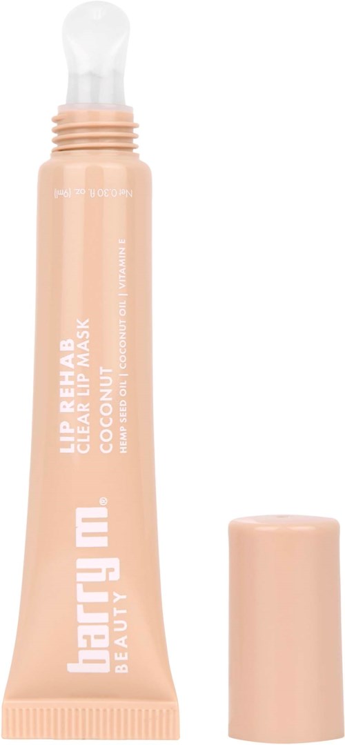 Een persikokleurige tube met een doorzichtige, ronde dop gemerkt 'HYDRATYUM BEAUTY LIP' voor lipmaskergebruik.