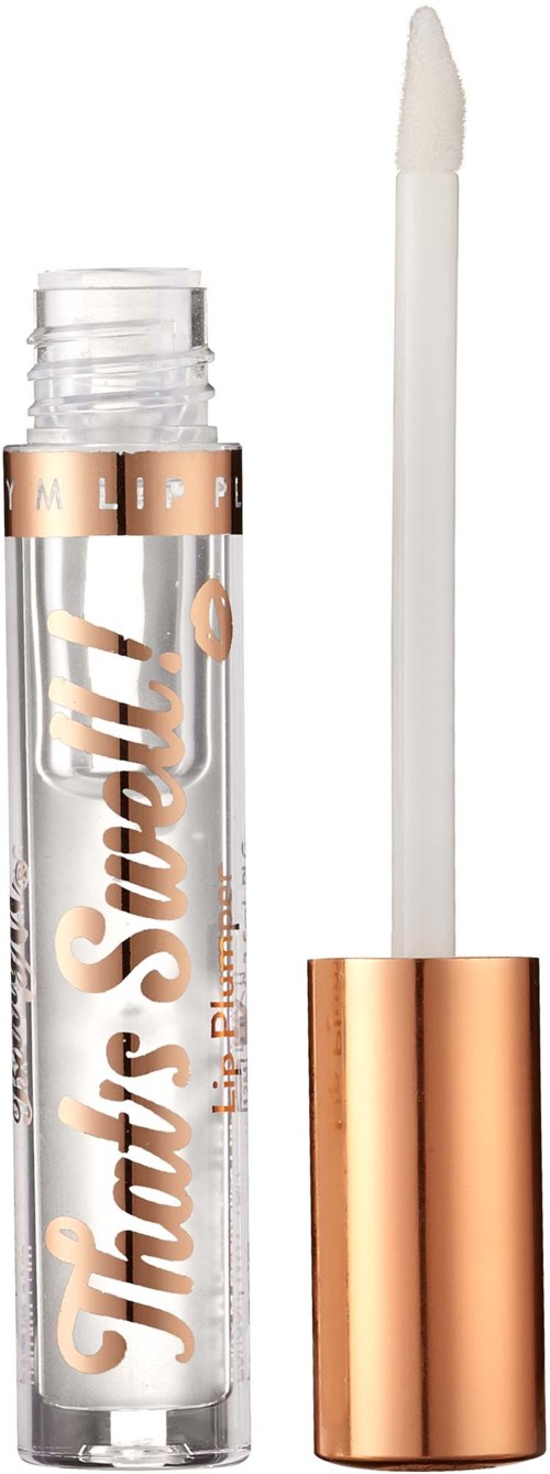 Lippenbalsem tube met witte applicator borstel en roségouden dop.