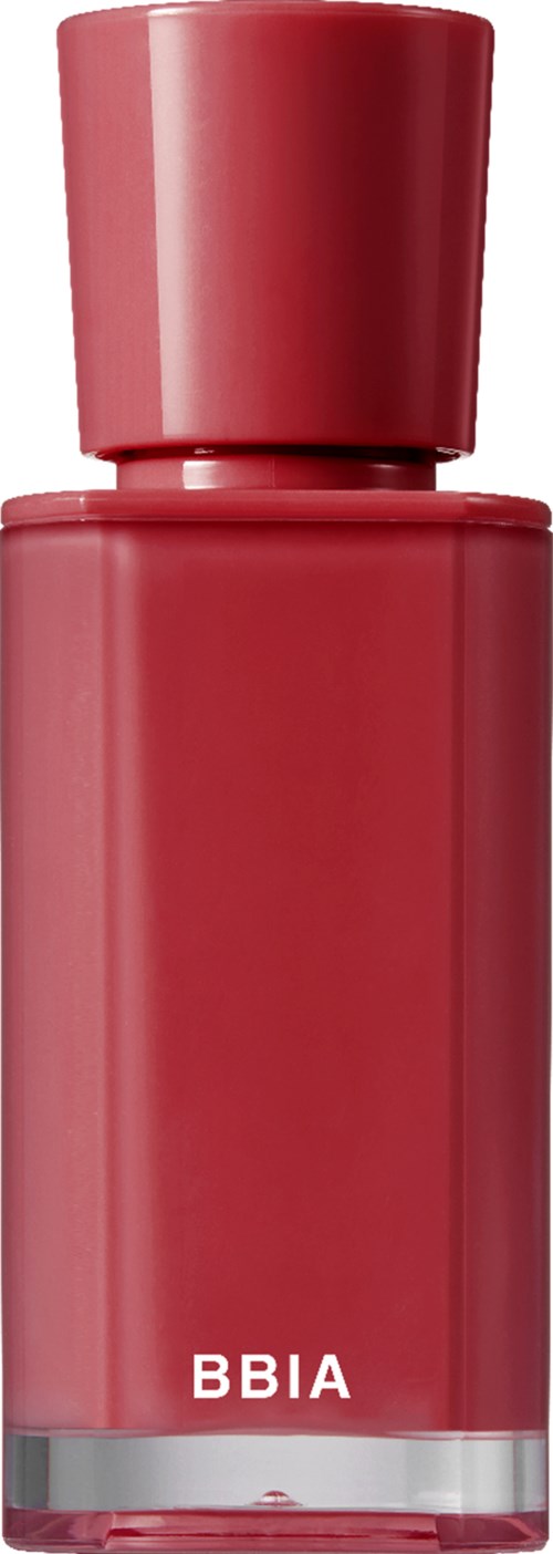 Eine hohe, rote Flasche mit Deckel, mit der Marke BBIA am unteren Ende.