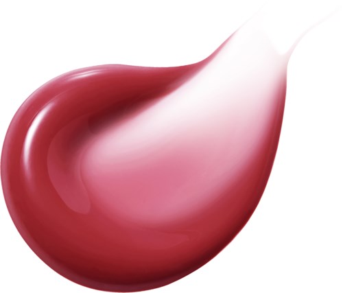 Nahaufnahme einer pinken und roten Träne mit glatter, glänzender gekrümmter Oberfläche und weichen Lichtreflexen.