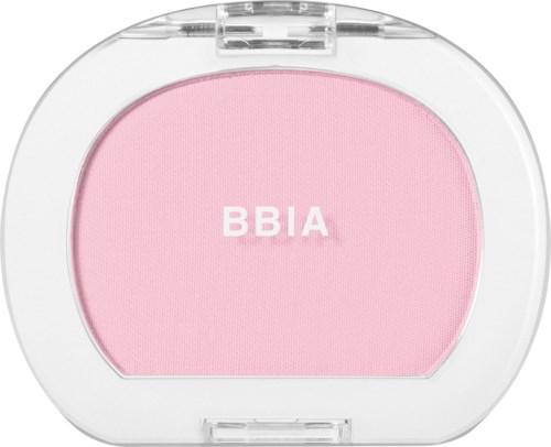 Pink blush compact with the label BBIA on the surface.