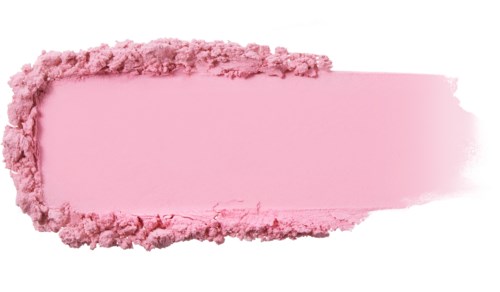 Pink makeup powder with a rectangular shape and rough edges, on a white background.